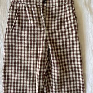 Sezane size 36 Brown and White Checkered Pants